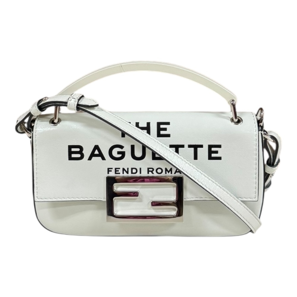 Fendi Bucket Phone Pouch Clutch Shoulder Bag Leather White